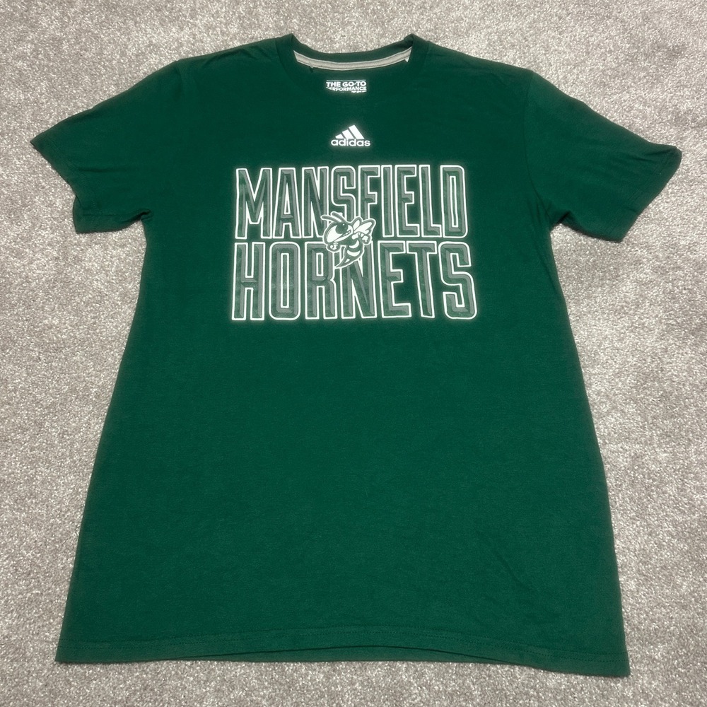 Adidas Mens S Mansfield Hornets Graphic Tee Green Climalite Sports T-Shirt